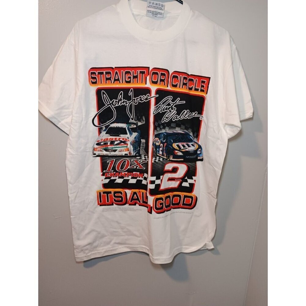 Vintage John Force Rusty Wallace All Pro Bumper To Bumper Racing T-Shirt Med